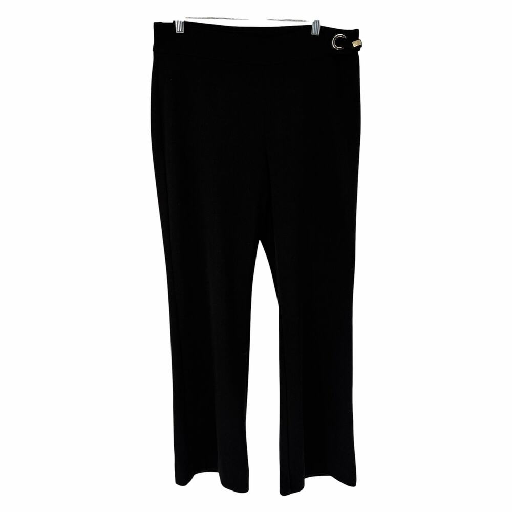 Chico's Black Textured Side Buckle Wide Leg Pull-On Pants Sz 2(R)